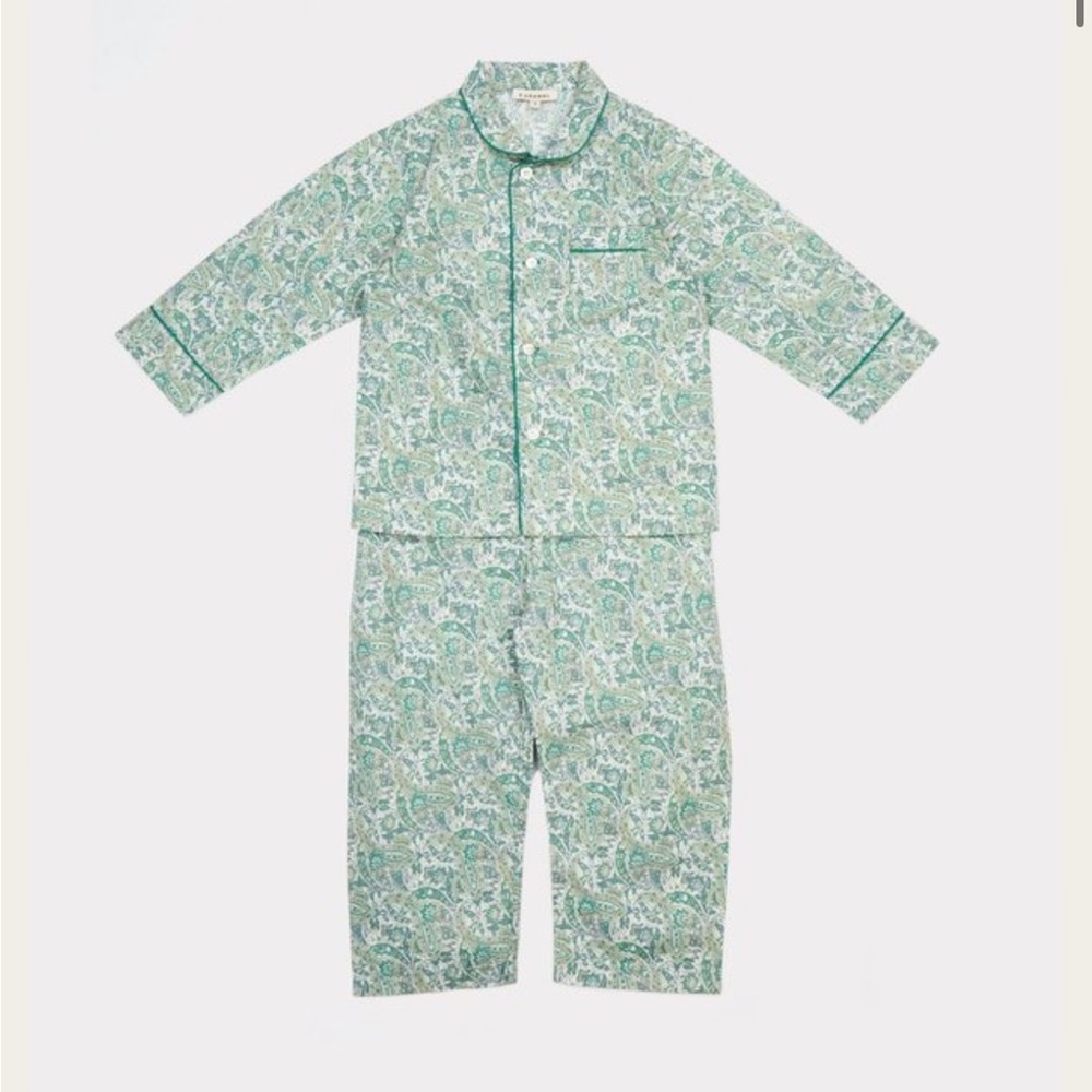 Caramel London Paisley Green Print Pajama Set Size Medium (4-6Yr)